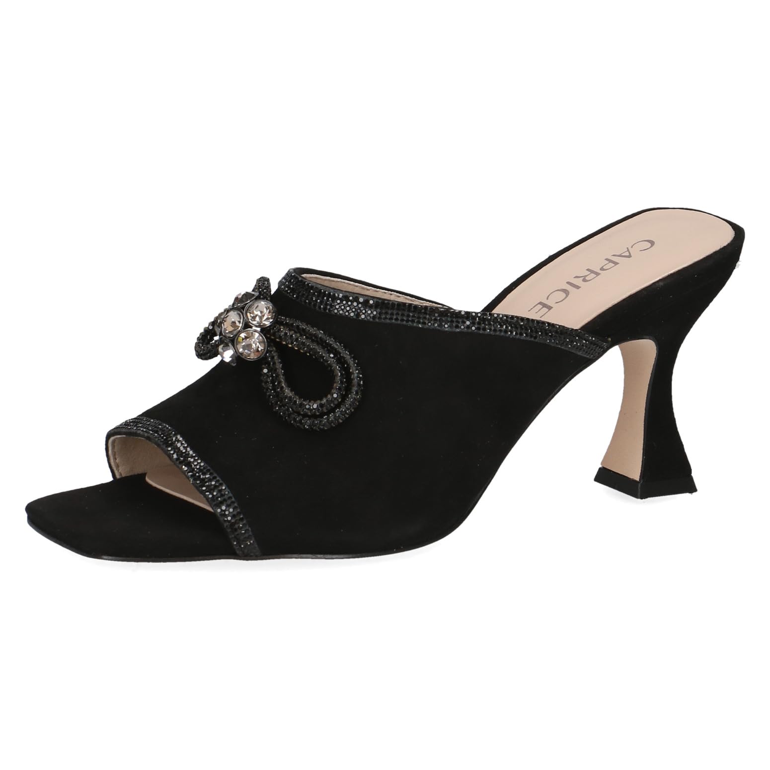 CAPRICE Women's Leather Mules with Heel, Black (Black Suede), 3.5 UK