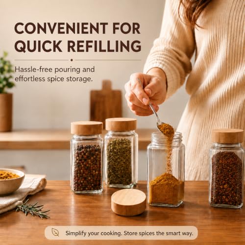 Image of Ginoya Brothers Airtight Square Glass Spice Containers with Black Shaker Lid - Ideal for Masala, Herbs, Seasoning & Kitchen Pantry Organization. (Pack OF-10)