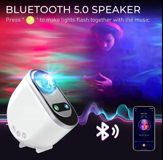Image of SHOPOGENIX Galaxy Star Projector Night Light with Bluetooth Speaker & Remote Control | Aurora LED Sky Projection Lamp for Bedroom, Home Theatre, Party & Kids Room Decor