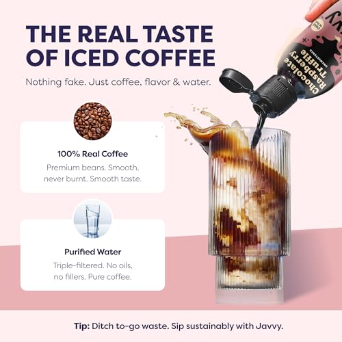Image of Javvy Cold Brew Coffee Concentrate Instant Coffee, Chocolate Rasp. Truffle | 100% Real Coffee, 0g Sugar, No Artificial Flavors, 60-80mg Caffeine per Serving, Gluten Free, Makes Hot or Iced Coffee