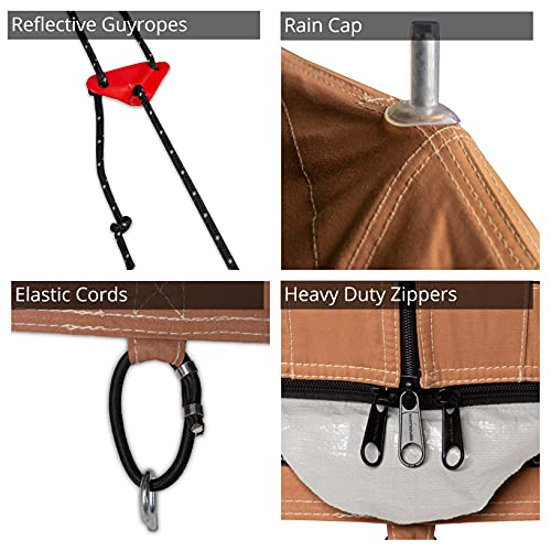 Whiteduck Regatta Canvas Bell Tent- W/Stove Jack, Waterproof, 4 Season Luxury Outdoor Camping And Glamping Yurt Tent (Brown, 10' Water Repellent) #TOP6