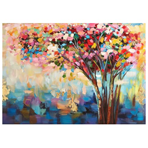 Peinture sur Toile Abstrait Coloré Arbre Fantaisie Décoration Murale 60x90