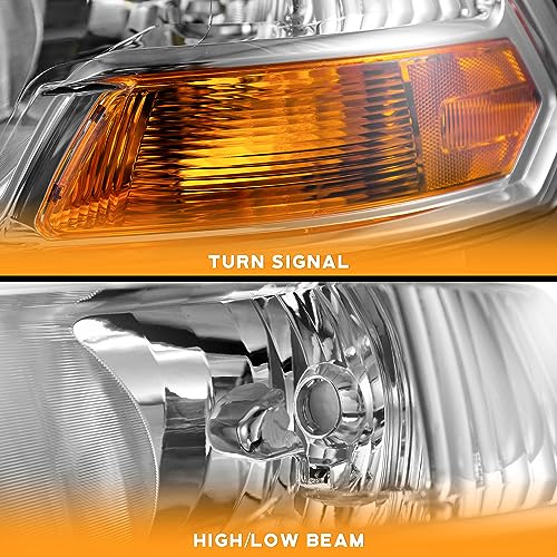 WEELMOTO Headlight Compatible with 2009-2012 Dodge Ram 1500/2010-2012 Dodge Ram 2500 3500 (Does NOT fit Quad Beam Headlight Models) Replacement Chrome Housing Amber Reflector - Image 5