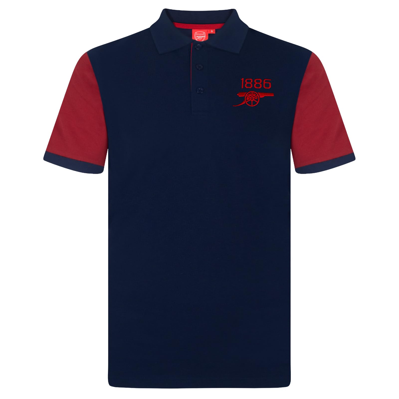 Arsenal FC Official Football Gift Mens Contrast Sleeve Polo Shirt Navy Large