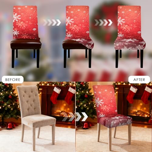 Image of Nuxovilar Red Snowflake Gradient Stretch 23.6x70in 2PCS Chair Covers