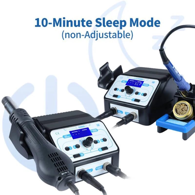 Soldering station in sleep mode, indicated by 'SLP' on the display