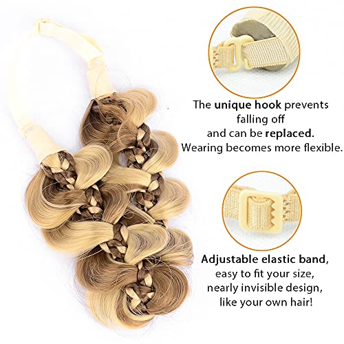 BOBIYA Kinky Gourd Synthetic Hair Braided Headband Wide Plaited Headband Elastic Stretch Plait Hairband (Highlighted) - Image 3