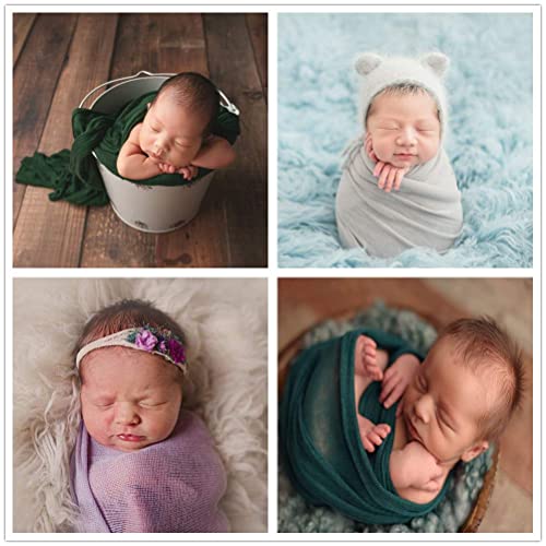 Image of Coberllus Newborn Baby Photography Props Blanket Stretch Knitted Wrap for Boys Girls Photography Shoot