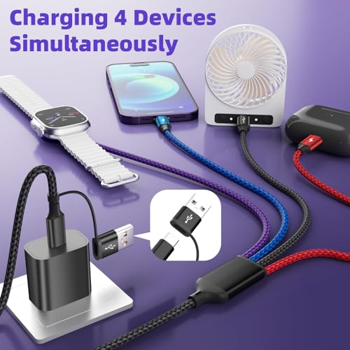 Image of Multi Charging Cable with iWatch Charger, 2 Pack 5FT Travel Essentials