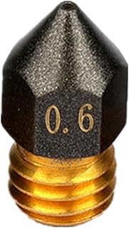 REHOSE MK8 PTFE Coated Nozzle, 0.2/0.3/0.4/0.5/0.6/0.8/1.0mm M6 Thread, for CR10 CR10S Ender-3 3D Printer Nozzles 1.75mm Filament (Color : 0.6mm, Size : 1pcs)