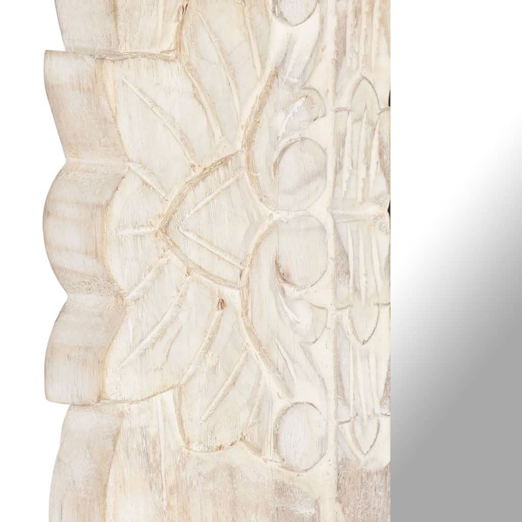 Generic Lustro Białe 50x50 Cm z Litego Drewna Mango, Lustro z drewnianą ramą, Doskonałe Drewno, Doskonałe Wykonanie do Domowej Sypialni, łazienki, Toaletki (80 x 50 cm)