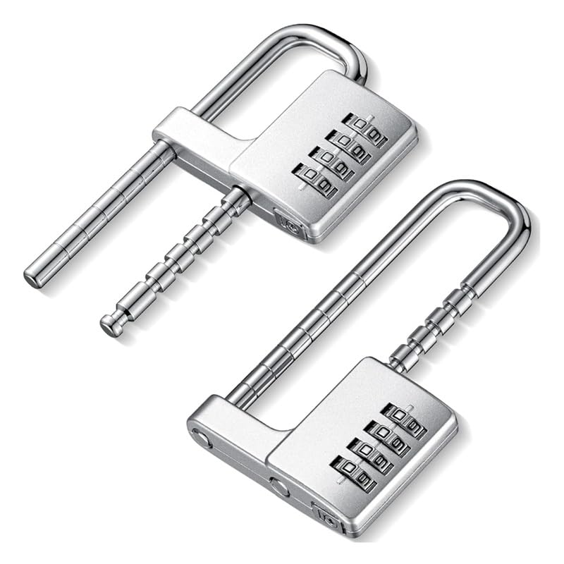 Vorhängeschloss 2 Pcs 4 Digit Combination Lock | Code Cabinet U Shaped Gym Locker Adjustable Padlock Long Shackle