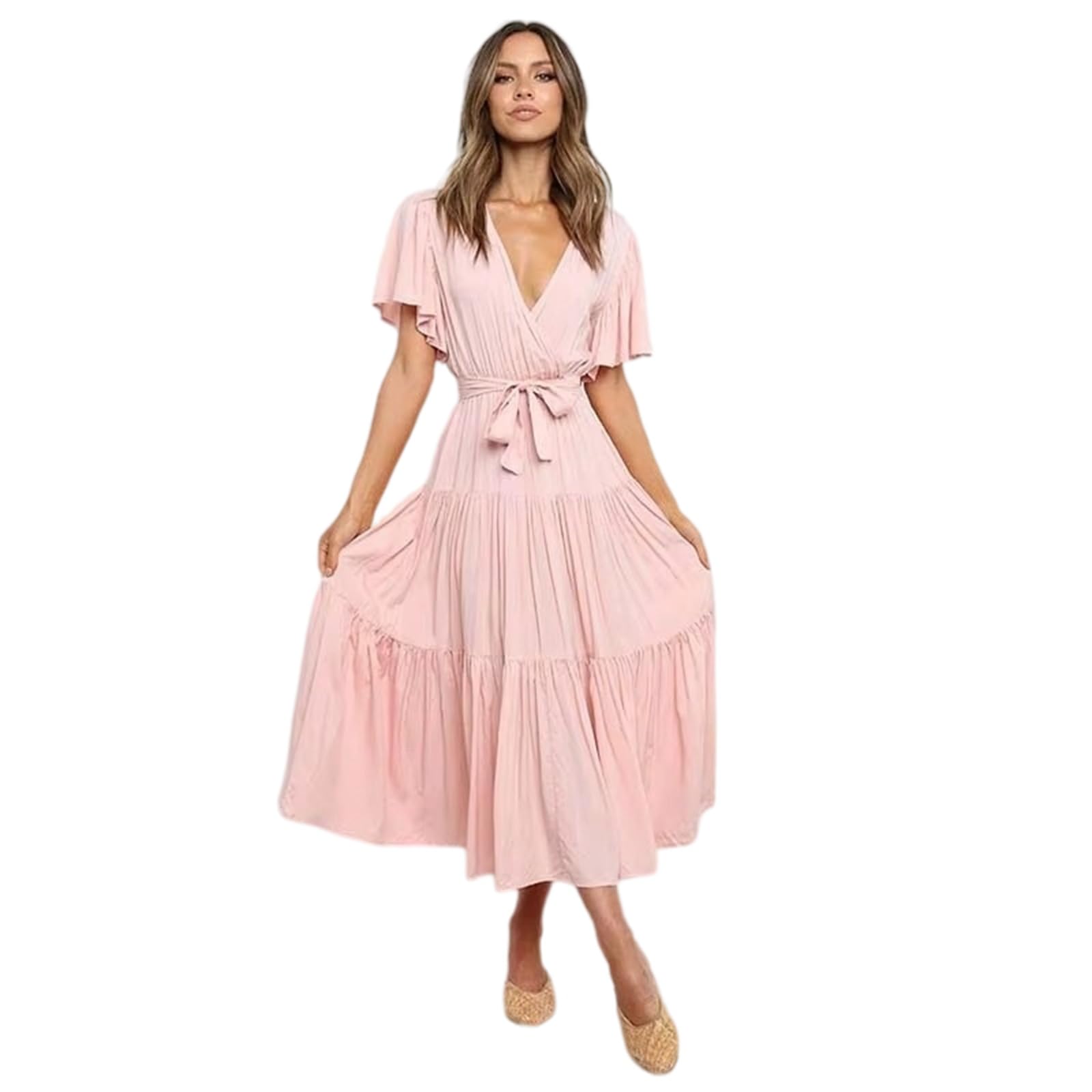 Vestido corto de verano sin mangas para mujer, casual, cuello en V, ajustado, vestido largo de fiesta