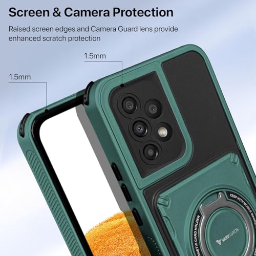 Image of Vaku Luxos Axion Armor Military Grade TPU Back Cover Case for Samsung Galaxy A53 5G with Magnetic Ring Holder Kickstand Camera Screen Protector- Green