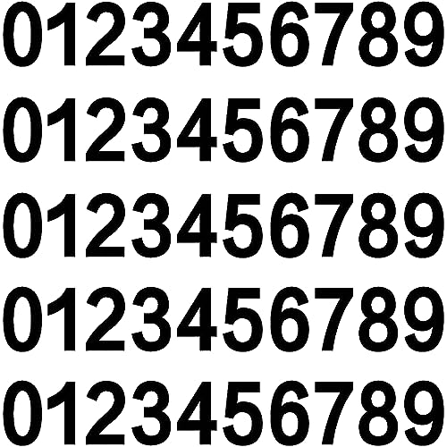 5 Sets 2 inch Mailbox Numbers Sticker 0-9 Decal Die Cut Classic Style Vinyl Waterproof Number Self Adhesive for Signs, Door, Cars, Trucks, Home, Address Number (Black)