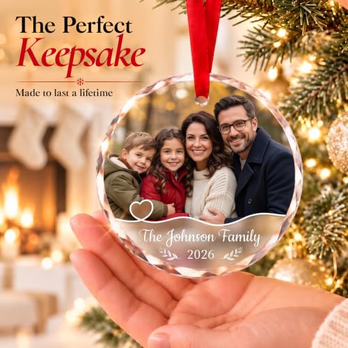 Image of Personalized Christmas Ornaments 2026, Custom Family Glass Keepsake