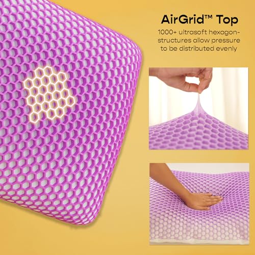 Image of SleepyCat Grid Pillow with AirGrid Technology Adaptive Hexagonal TPE Layer & Virgin Microfiber Filling for Enhanced Neck & Shoulder Support | Removable Washable Cover (24 x 16 Inches)-1 Piece
