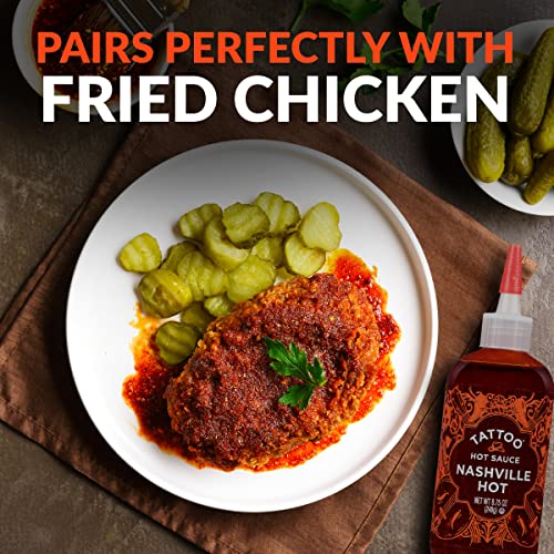 Tattoo Hot Sauce, Nashville Hot Sauce, Flavor Packed & Delicious, Medium Scoville, 8.75 Oz (Nashville Hot Sauce, 8.75 Ounce (Pack Of 1)) #TOP4