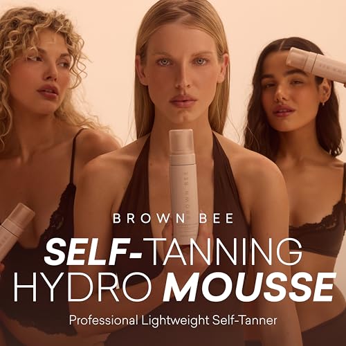 Image of Brown Bee Hydro Self Tanning Mousse 200 ml - Clear Fast-Drying Self Tanner Mousse with Organic DHA, Almond Scent, Vegan & Cruelty-Free, Natural Streak-Free Bronzing Foam for Body