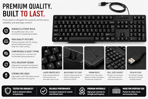 Image of Wired Combo Set - Wired Keyboard, Gaming Mouse with Non Slip Rubber Mouse Pad, 4 Port USB Hub & 2 in 1 OTG Adapter | Plug & Play USB Setup Desktop /Laptop Accessories