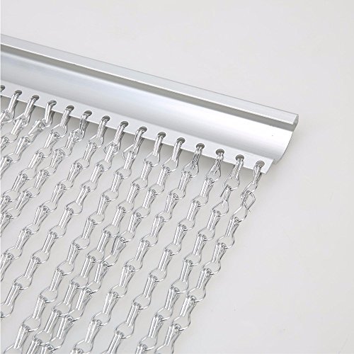 VerRich Aluminium Chain Curtain Door Fly Screens Silver Metal Fly