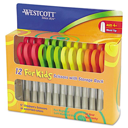Westcott School Left and Right Handed Kids Scissors, 5 Blunt, Pack of 12, Assorted Style: Blunt Size: 12 Count Model: ACM13140