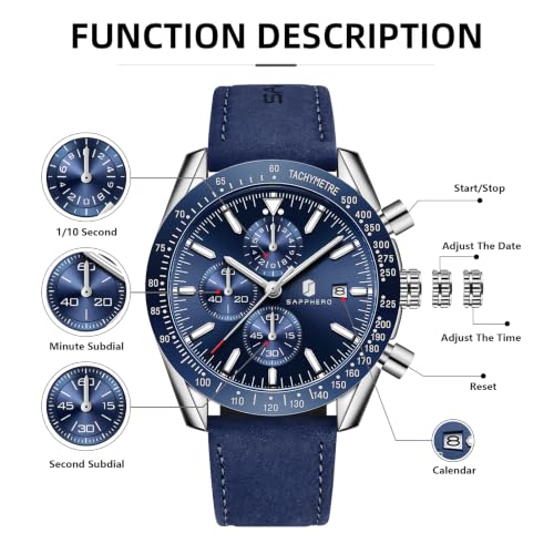 Image of BENYAR Men's Watches Chronograph Watch for Men Multifunction Black Waterproof Sport Fashion Quartz Wristwatches Calendar with Stainless Steel Strap