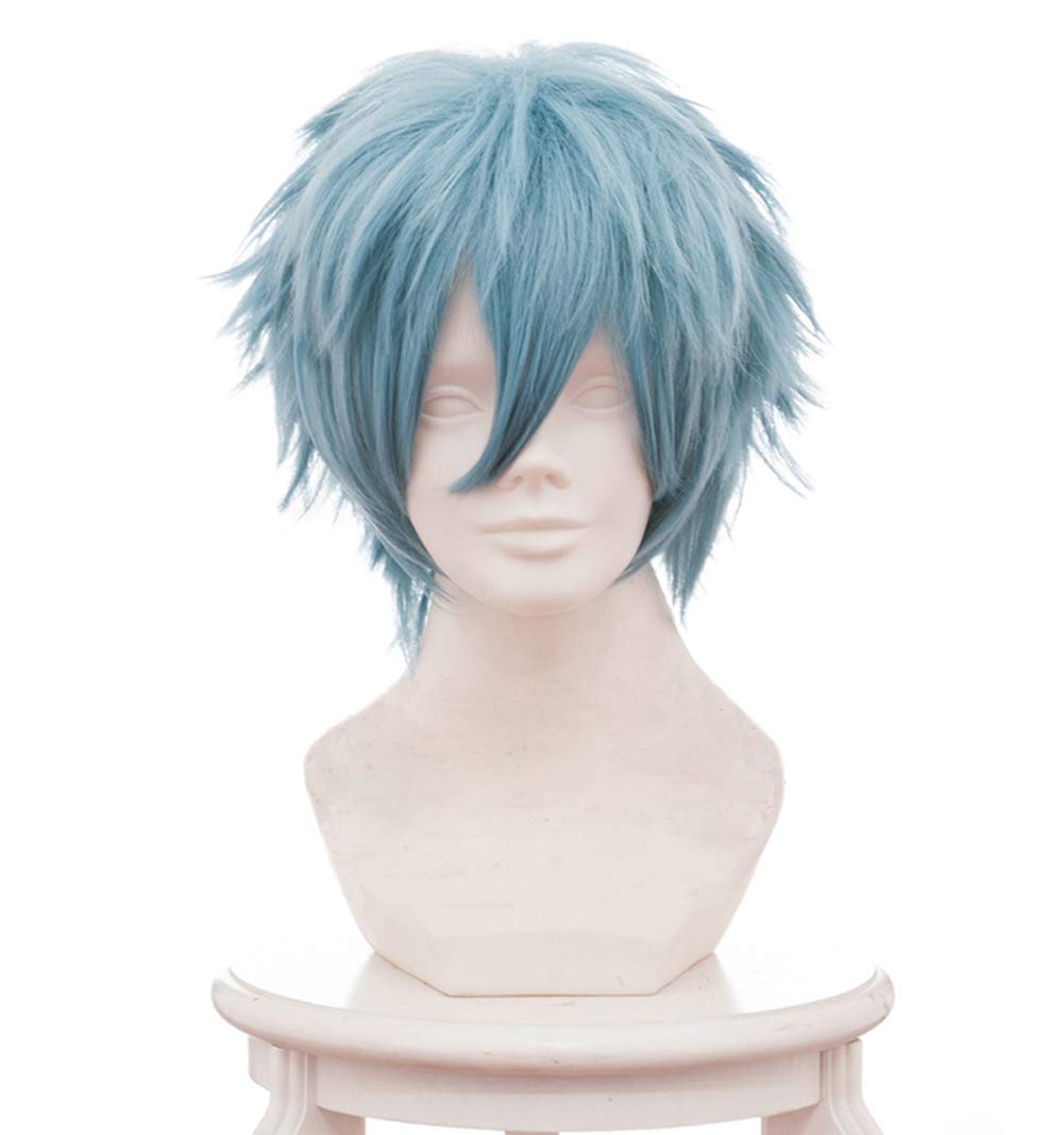 ROLECOS Tomura Shigaraki Wig Mens Short Fluffy Synthetic Hair Wigs Blue