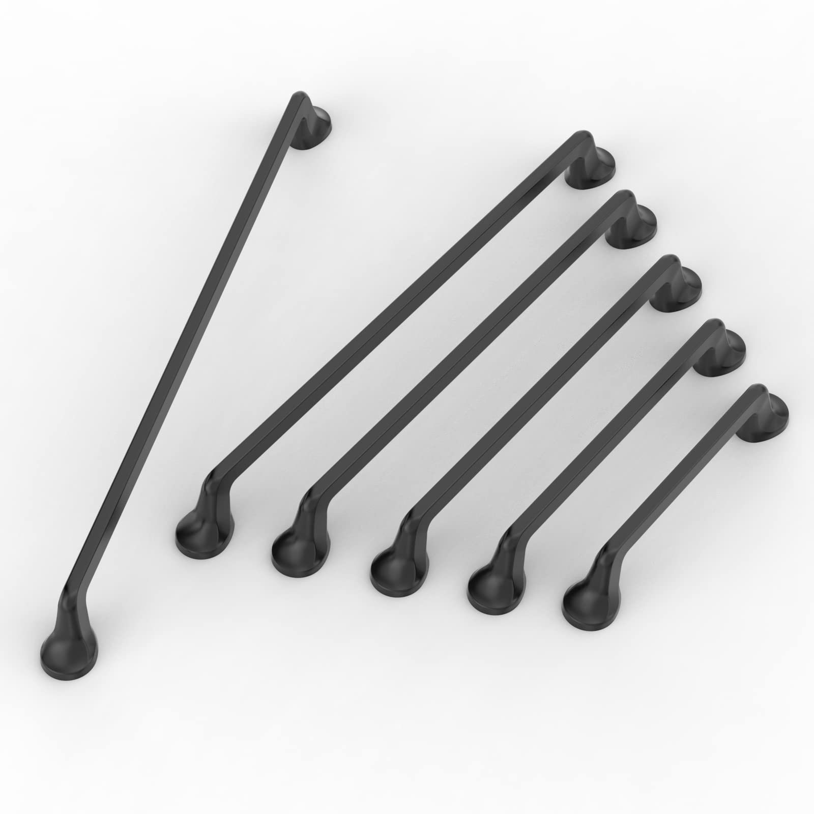 Furniware 10 Pack Cabinet Pulls, Hardware Drawer Handles, Zinc Alloy Kitchen Cabinet Door Handles Pull, Matt Black-128mm(5 Inch) Hole Center