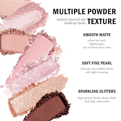 Image of SUAKE Nude Pink Eyeshadow Palette, Matte & Shimmer, High Pigmented 12 Colors Brown Purple Eye Shadow Primers for Eye Makeup, Korean Powder Palet de sombras de ojos (04# Red Bean)