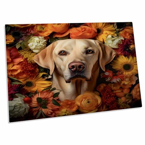 3dRose Labrador Retriever con fondo floral - Alfombrilla miniatura 1