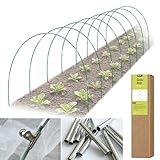 48 PCS Garden Hoops for Raised Beds, RIFNY Greenhouse Hoops Kit Long Grow Tunnel for Row Cover, Rust-Free Fiberglass Garden Support Poles for Insect Mesh Netting Freeze Plant Cover (Green)