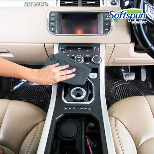 Image of SOFTSPUN Microfiber Cloth - 3 pcs - 40x40 cms - 340 GSM Grey - Thick Lint & Streak-Free Multipurpose Cloths - Automotive Microfibre Towels for Car Bike Cleaning Polishing Washing & Detailing