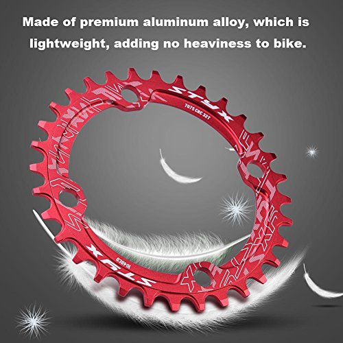 Eboxer Bicycle Chainring Guard,BCD 104 Mountain Bike Steel Single Crank Chain Ring Repair Parts,Easy to Install and Fits for Long Time Use.(32T-Red)