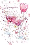 Cherry Orchard Daughter Birthday Card - To A Special Daughter On Your Birthday - Artistic Pink fizz glasses- Pink Foil Finish - With Envelope