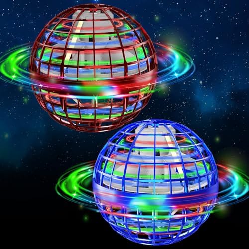 semai Fliegender Ball,orbi Boomerang, Kinder Spielzeug ab 6 Jahren | mit LED Licht, Hand Controlled Hover Ball Geschenke für Jungen Mädchen 6-12(Rot + Blau)