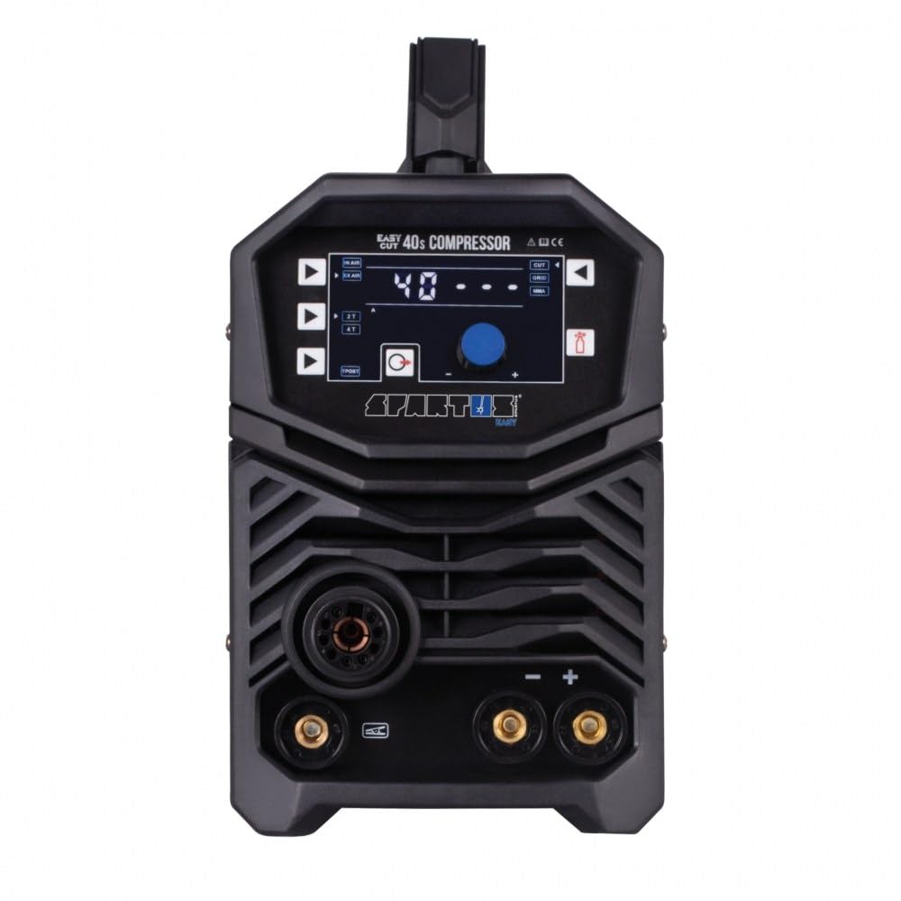 Spartus EasyCUT 40s Compressor - Taglierina al plasma inverter con compressore integrato e accensione pilota per un taglio preciso di metallo fino a 20 mm - 40 A potenza, 230 V