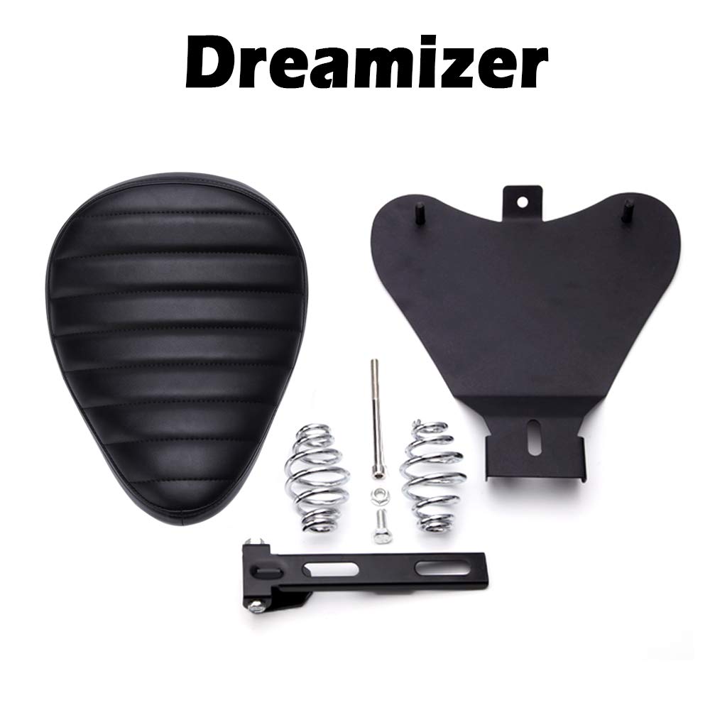 DREAMIZER Nero Spesso Sella Bobber per Moto, Sedile Singolo Moto per Sportster XL883 1200 Dyna Cross Bones Chopper Custom