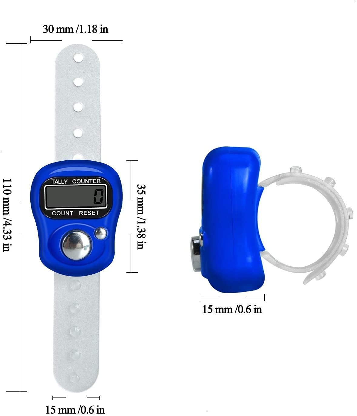 Portible Ring Type Manual Electronic Counter Finger Chanting with time, for Mantra Jaap All Religions Laps Counting for Running Swimming (Pack of 1). 2