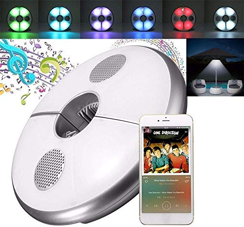 USB LED Umbrella Light with Bluetooth Speaker Waterproof Rechargeable Emergency Light 48 LED RGB Color Changing Umbrella Pole Light for Garden Outdoor Patio