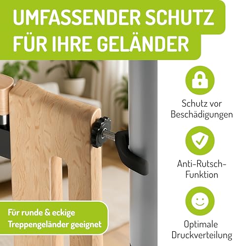 Y-Adapter 4er Set für Türschutzgitter & Treppenschutzgitter I Universal für Geländer bis 40 mm, Anti-Rutsch, kompatibel mit M8 & M10 Gewinde | Schnelle Montage ohne Bohren am Kinderschutzgitter