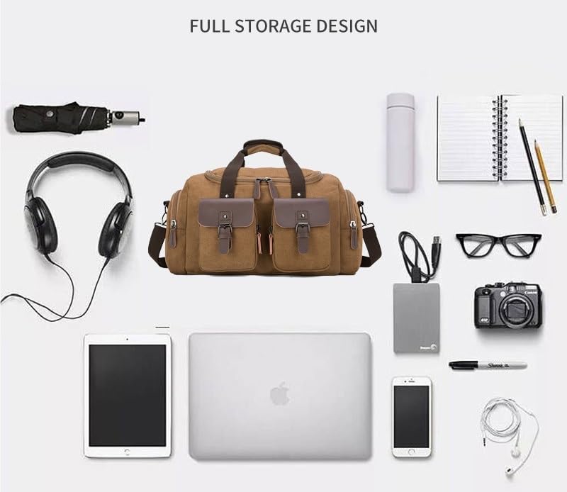 Luggage Travel Waterproof Single Shoulder Crossbody Handbag With Large Capacity Wear-resistant Microfiber Canvas Travel Bag(Color:Khaki)4