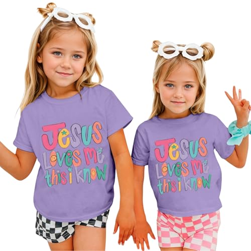 Image of BINTEHGS Jesus Shirts for Kids Christian Graphic Tees for Girls Religious God Tshirts Inspirational Bible Verse Cute T-Shirts