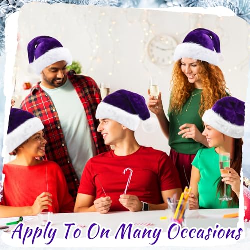 Image of Vicenpal 20 Pcs Santa Hats Bulk Plush Christmas Hats for Adults Women Men Holiday Party Costume(Purple)