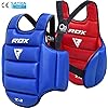 RDX Boxing Chest Guard Reversible, Kickboxing MMA Muay Thai Body Protector, Sparring Training Punching, Adjustable Shield, Martial Arts Upper Belly Rib Pad, Taekwondo Vest (Red, L/XL)
