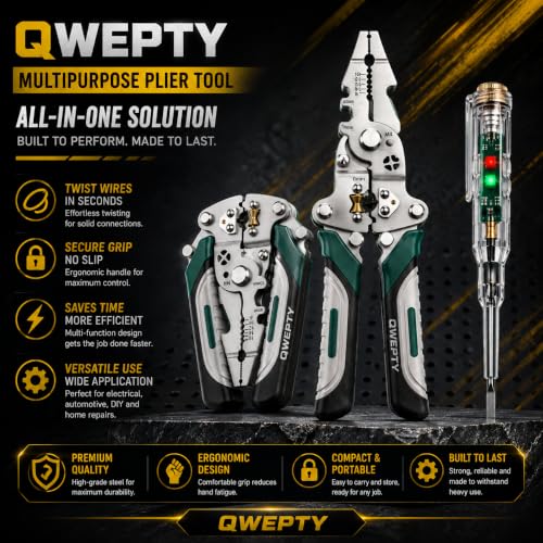 Image of 2026-Advanced Wire Stripper & Tester Combo Set All in One Multifunction Stainless Steel Wire Stripper & High Brightness Intelligent Voltage Tester Pen Electrical Hand Tool Kit Perfect for Electricians