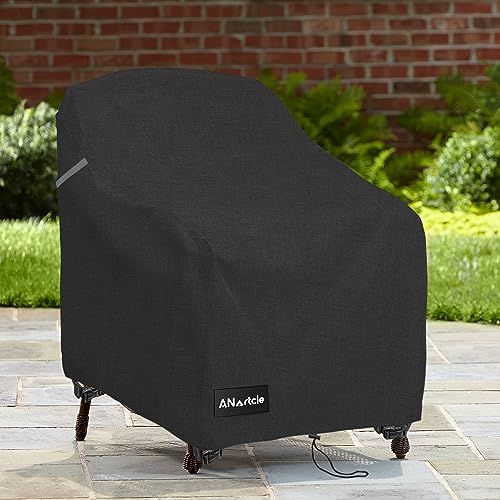 Image of ANartcle Patio Chair Covers,600D Waterproof Heavy Duty Outdoor Lawn Patio Furniture Covers,Patio Swivel Chair Covers for Outdoor Furniture,(32W x 35D x 36H inches)Black