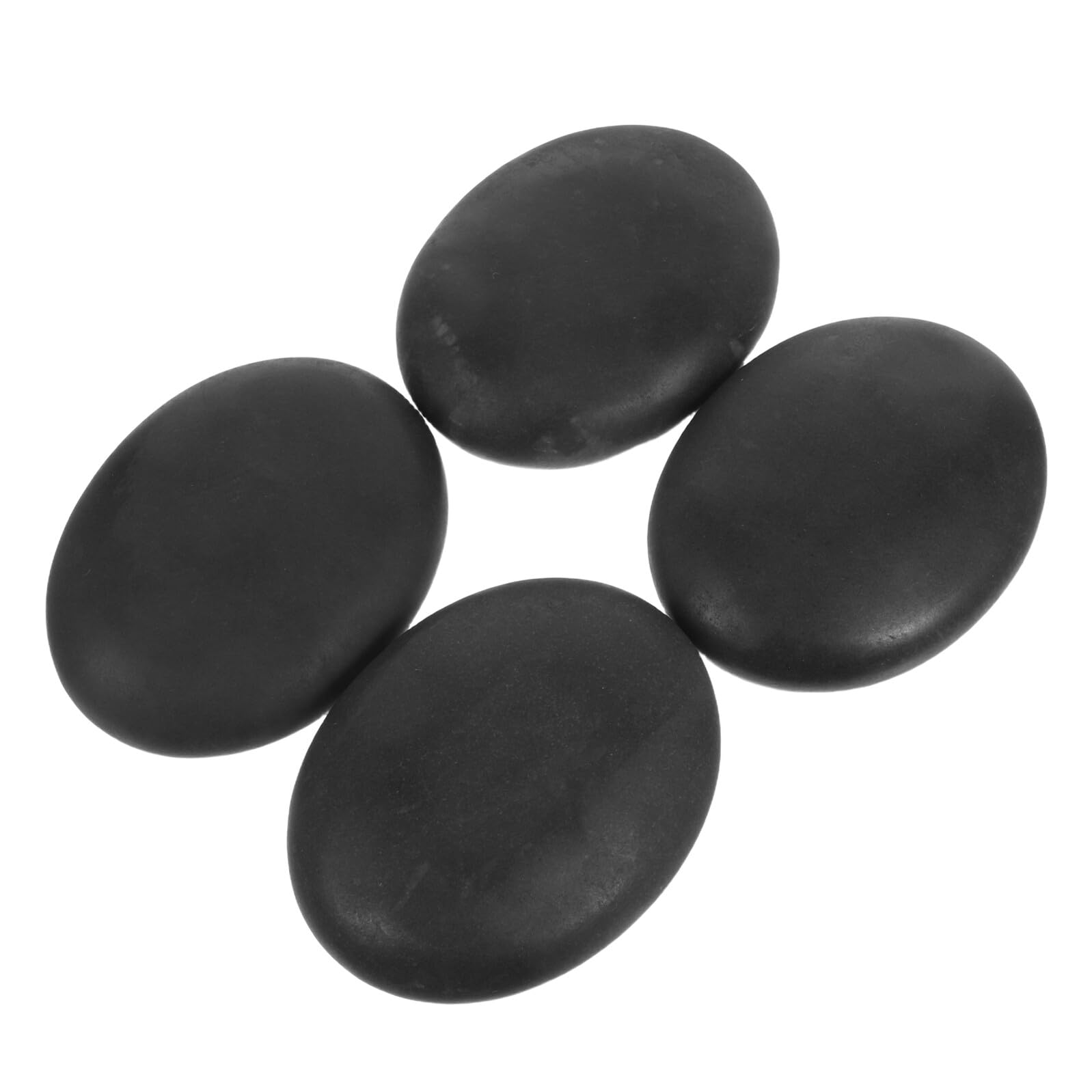 Piedra de Masaje Caliente 4 Piezas de Roca Volcánica Negra, Curva | Piernas y Pies, Acabado Liso, Uso en Salones de Belleza y Spa Personal, Formato Compacto