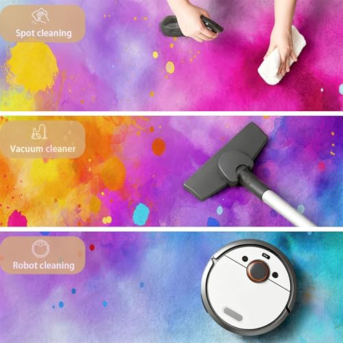 Tapis aquarelle moderne multicolore 60x90 cm poils courts lavable - 7