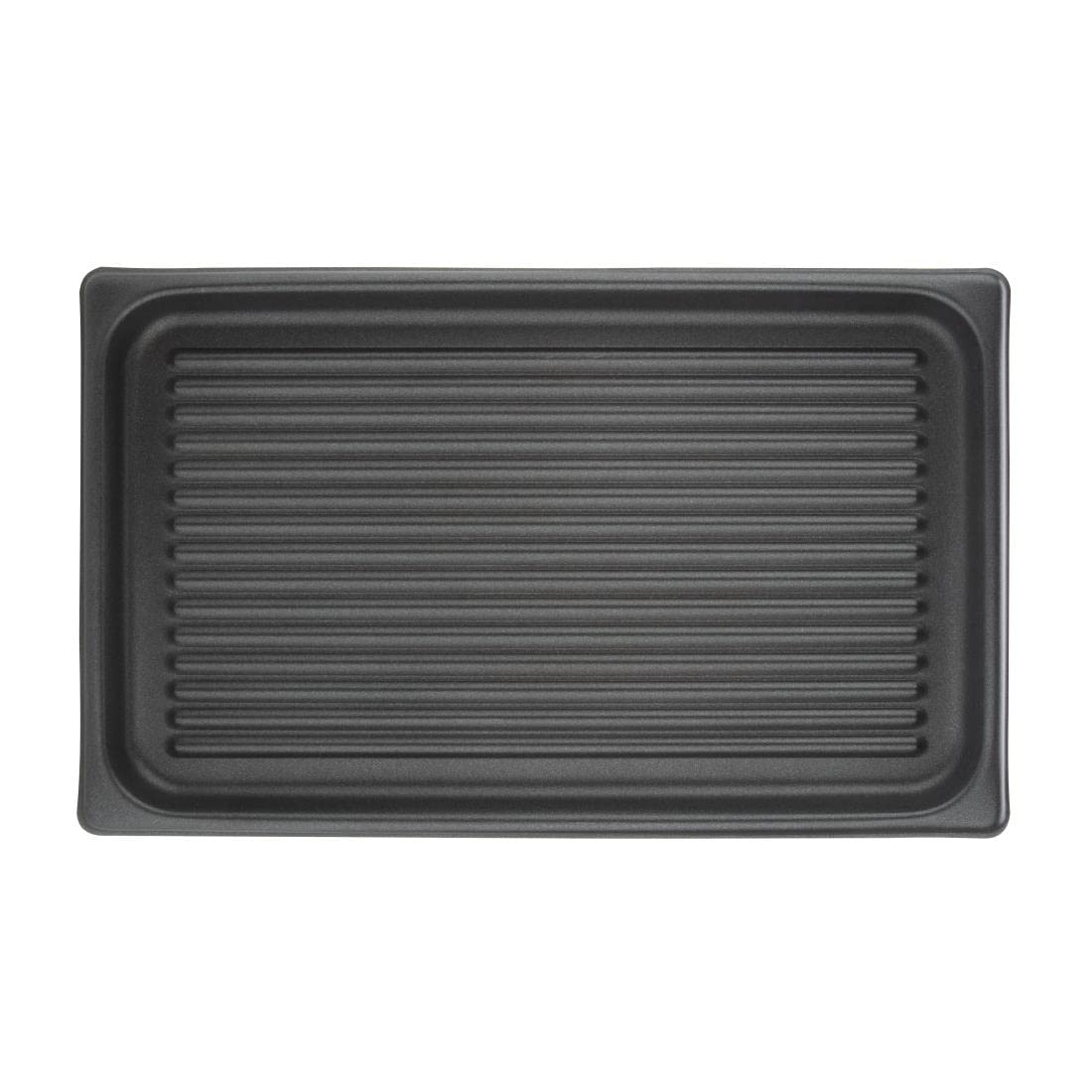 Vogue Plaque de cuisson à rainures en aluminium anti-adhésive, taille : 30 (H) x 530 (L) x 325 (P) mm, matériaux : aluminium enduit de téflon, plaque de cuisson, plaque de four, S372